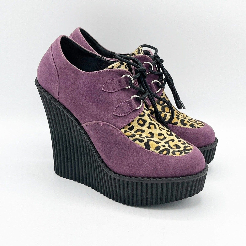 Demonia Platform Creeper 304 Womens 9 Purple Leopard Print High Heel Wedge